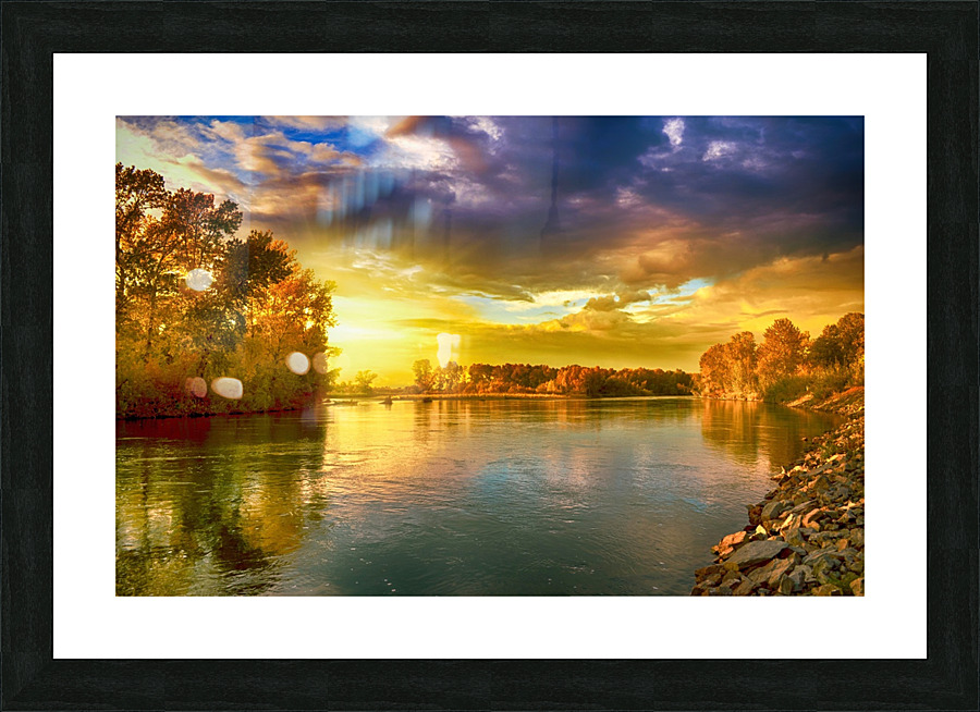 Landscape Lake Sun Picture Frame print