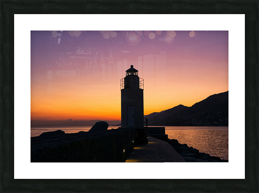Lighthouse Sunset Sea Picture Frame print