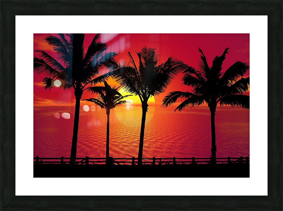 Palm Trees Sunset night Picture Frame print