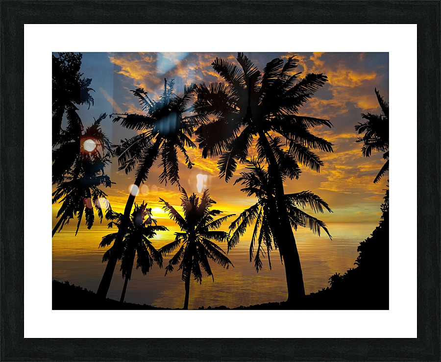 Sunset Palm Trees Tropical Picture Frame print