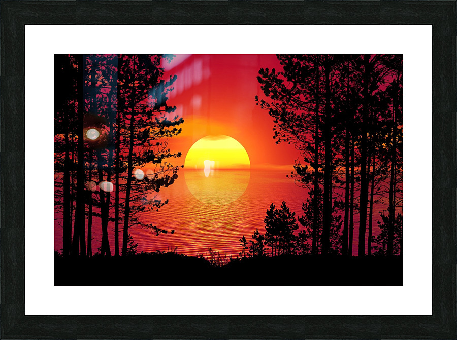Sunset Trees Forest night Picture Frame print