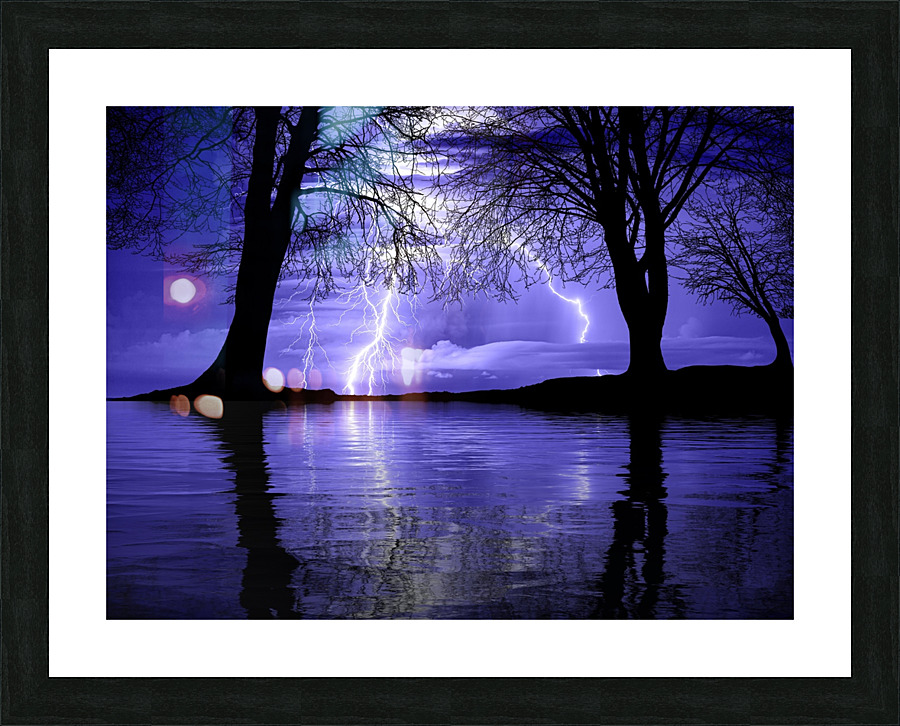 Thunderstorm Lightning Trees Picture Frame print