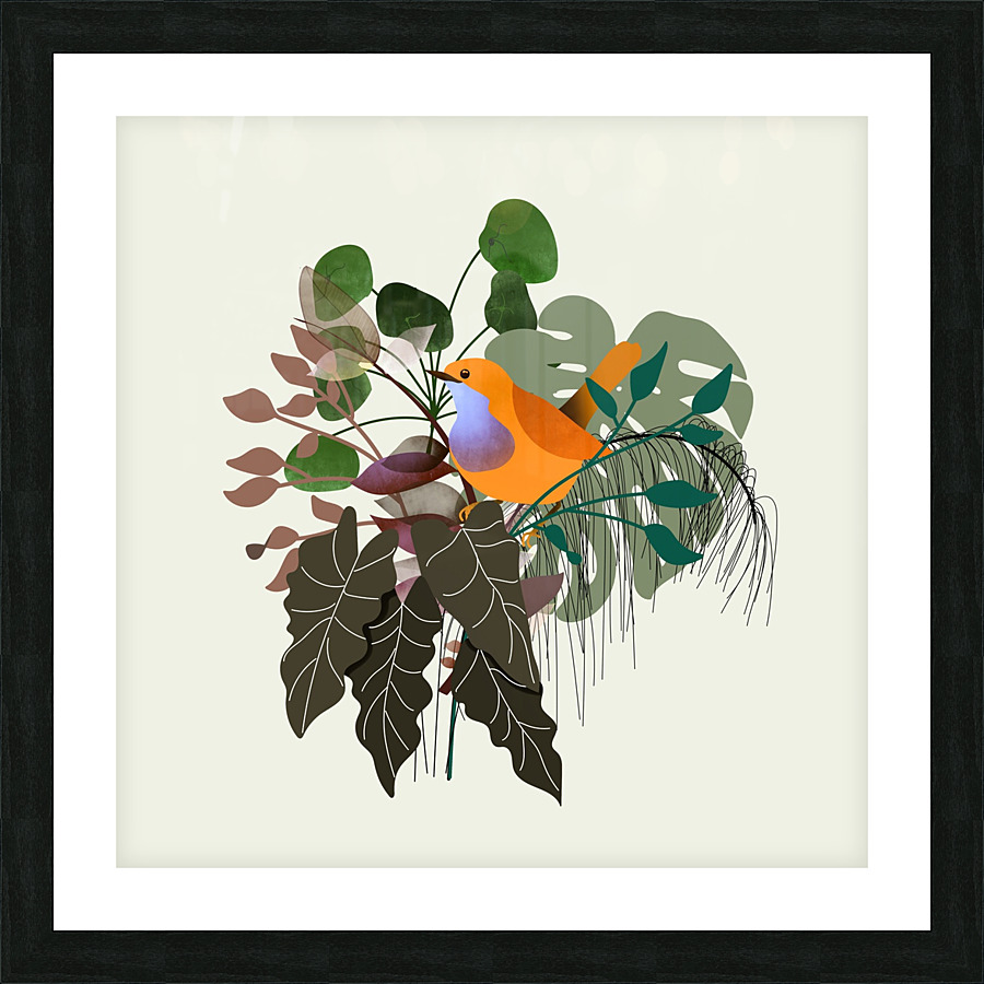 Monstera Bird Plants Picture Frame print
