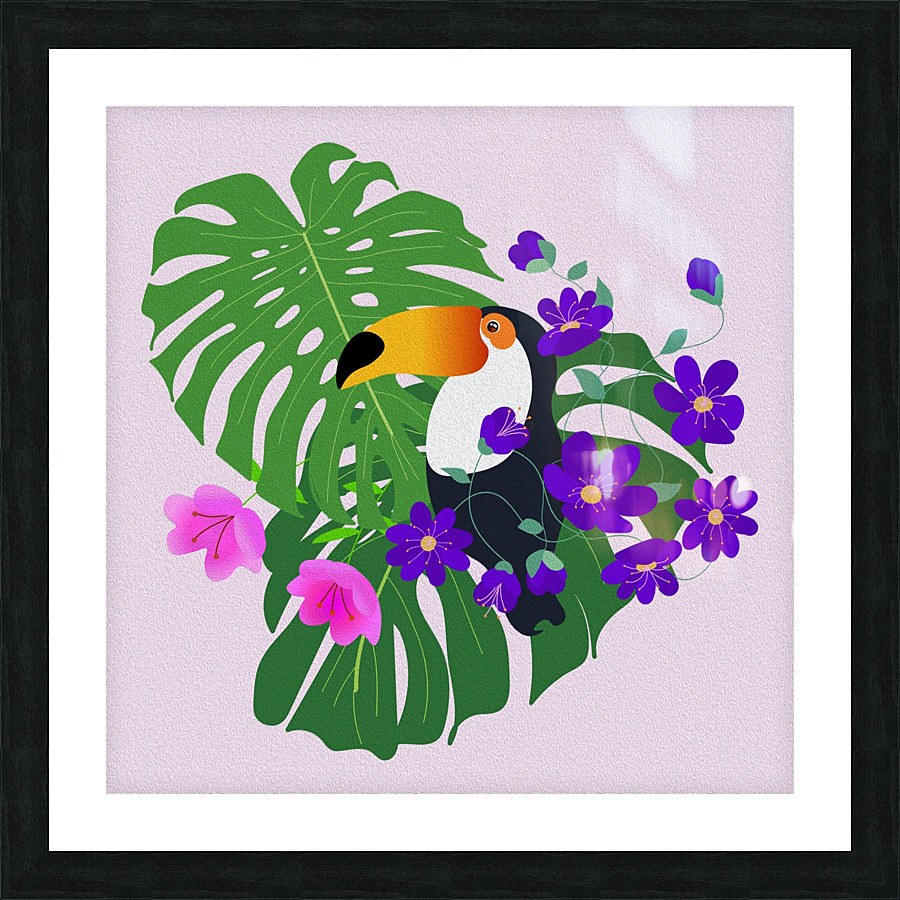 Bird Toucan Monstera Picture Frame print