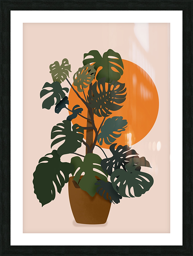 Monstera Plant Circle Picture Frame print