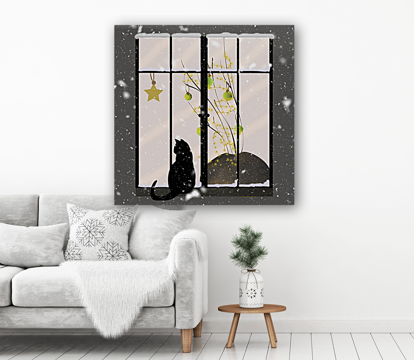 Cat Window Snow Reproduction