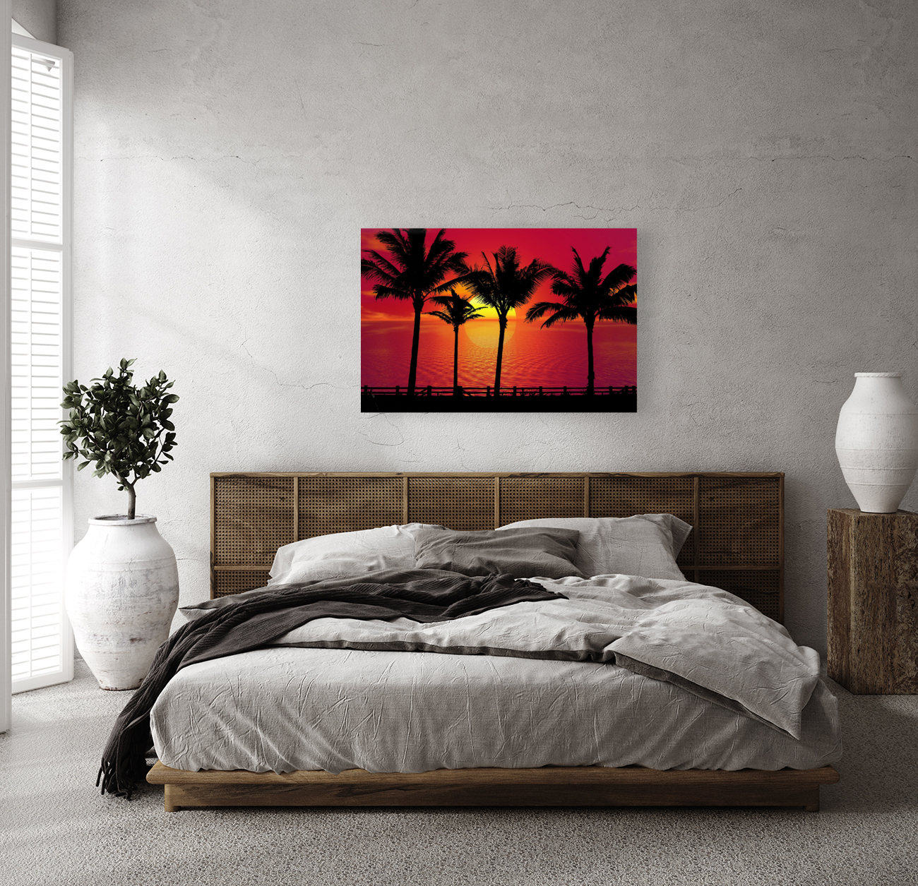 Palm Trees Sunset night Reproduction