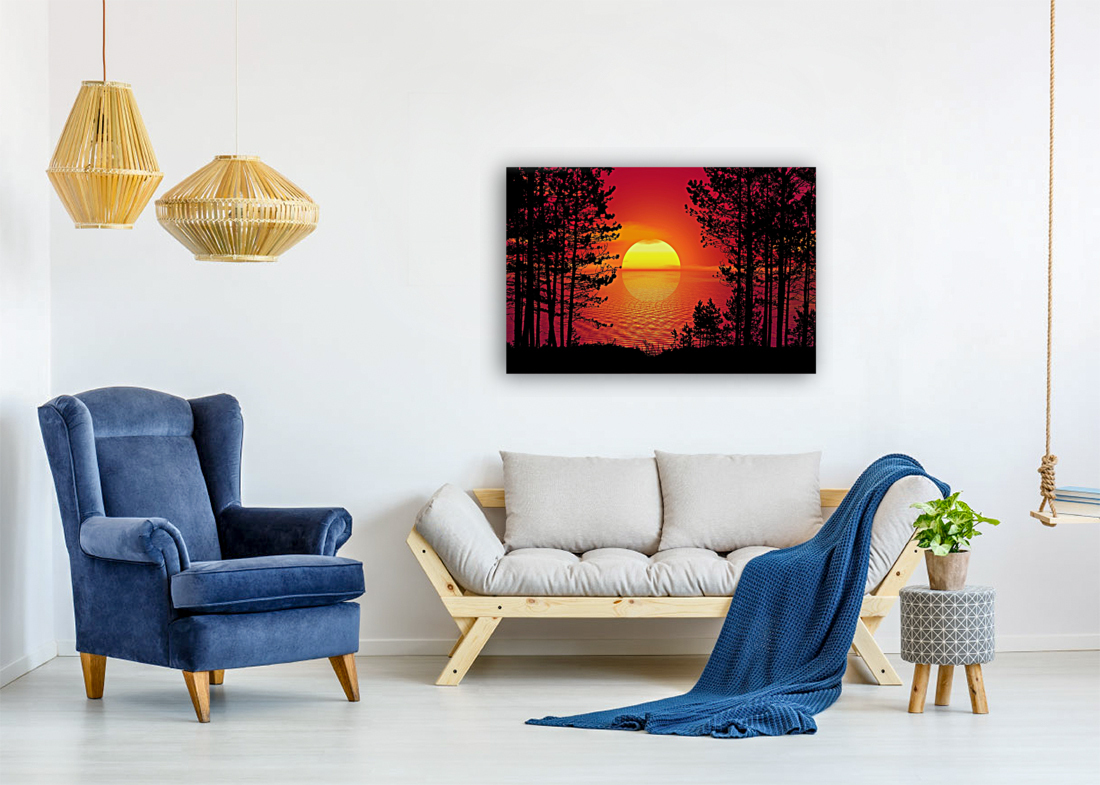 Sunset Trees Forest night Reproduction