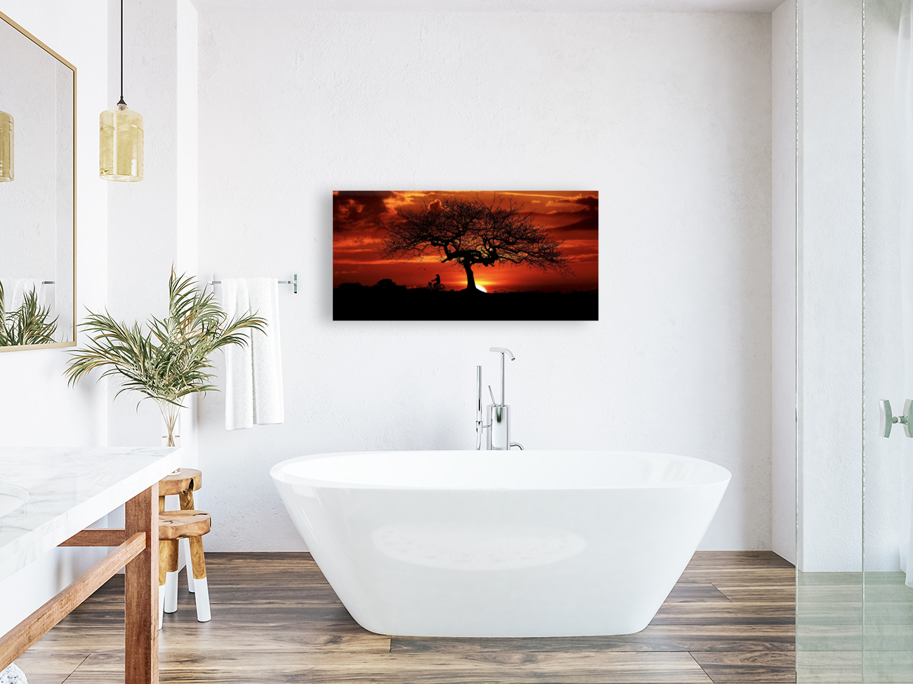 Sunset Tree Landscape night Reproduction