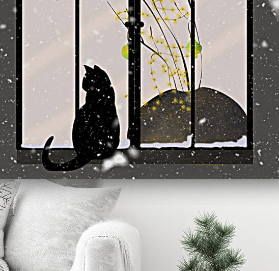 Cat Window Snow Reproduction