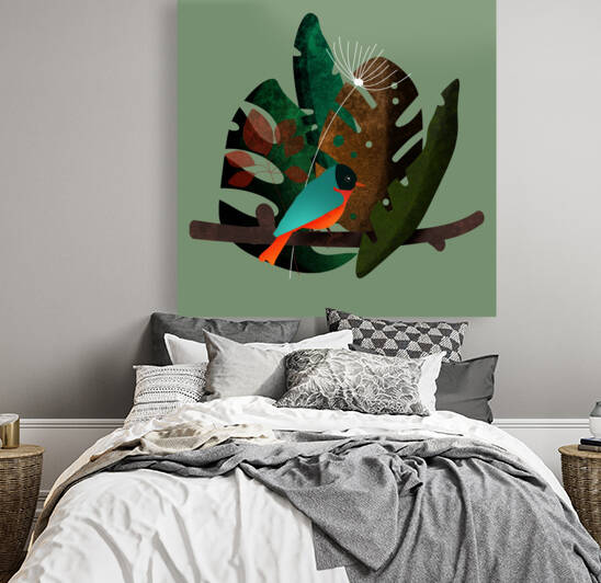 Bird Monstera Foliage Reproduction