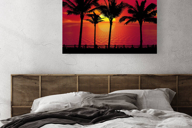 Palm Trees Sunset night Reproduction