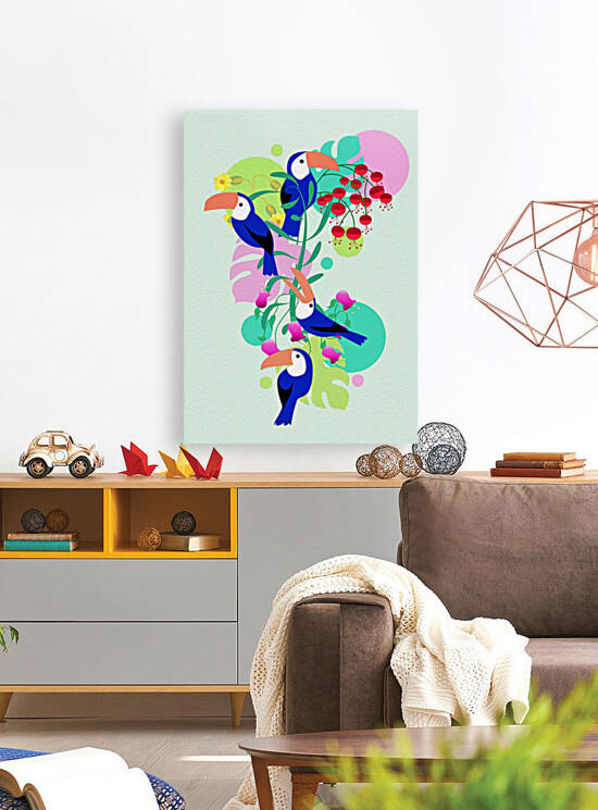 Toucans Birds Leaves by Ned Bezou
