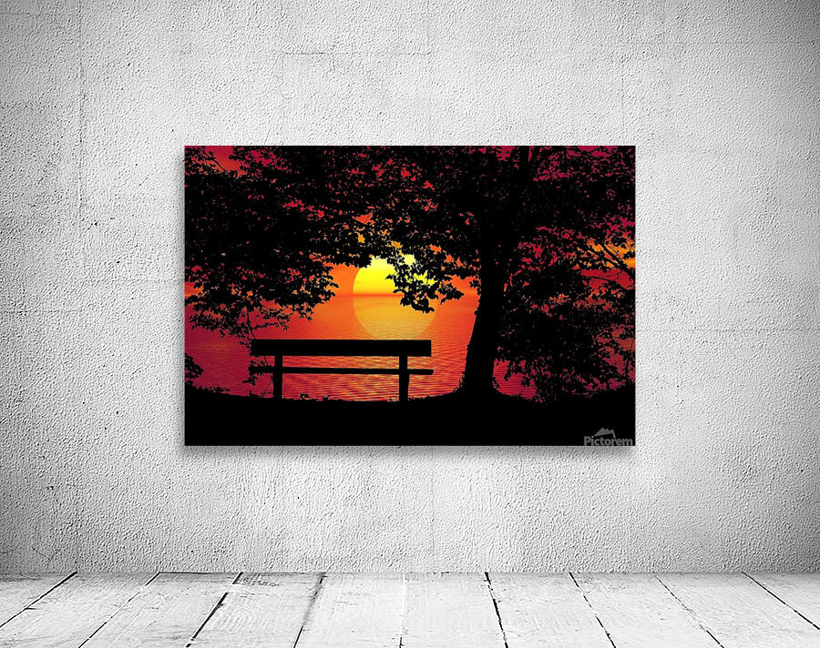 Sunset Bench Trees night Wall Preview