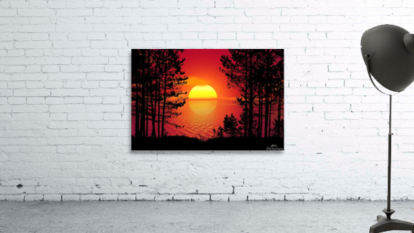 Sunset Trees Forest night Wall Preview