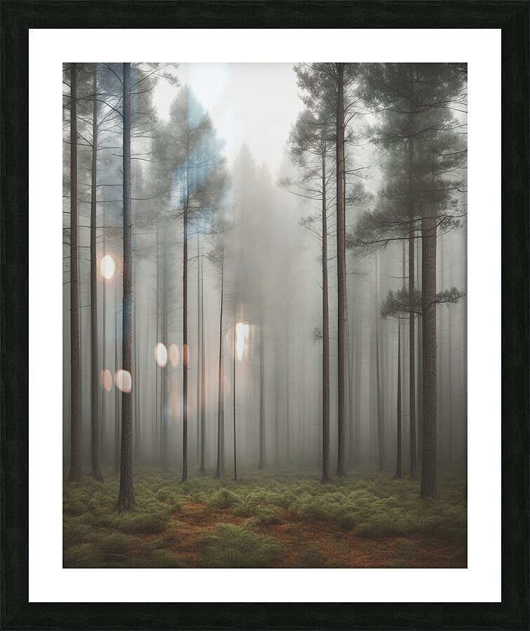 Misty Forest Pine Forest Picture Frame print