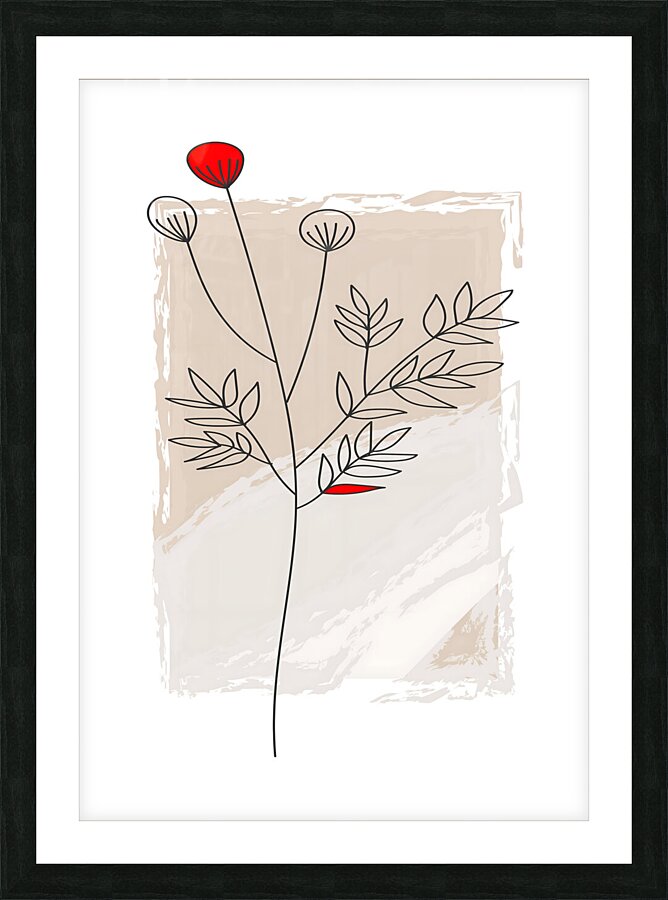 Line Flower Art Picture Frame print