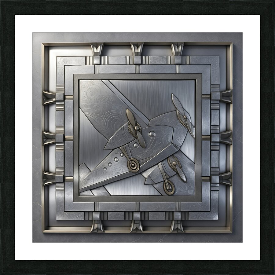 Airplane  SILVER Picture Frame print