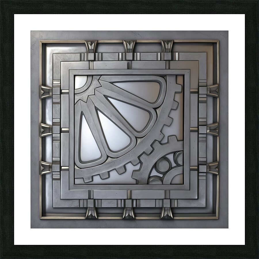 Gears SILVER Picture Frame print