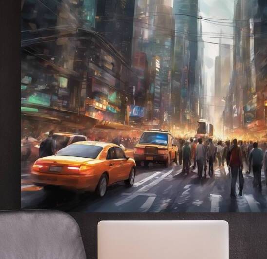 177753 Vibrant and bustling city street with busy by NorElShams