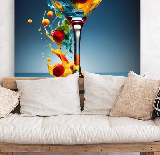  digital martini glass filled with colorful liquid splashes by NorElShams