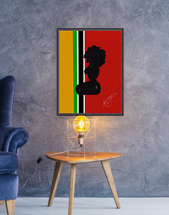 Afrocentric Woman Silhouette- African Flag by Afrocentric Painter
