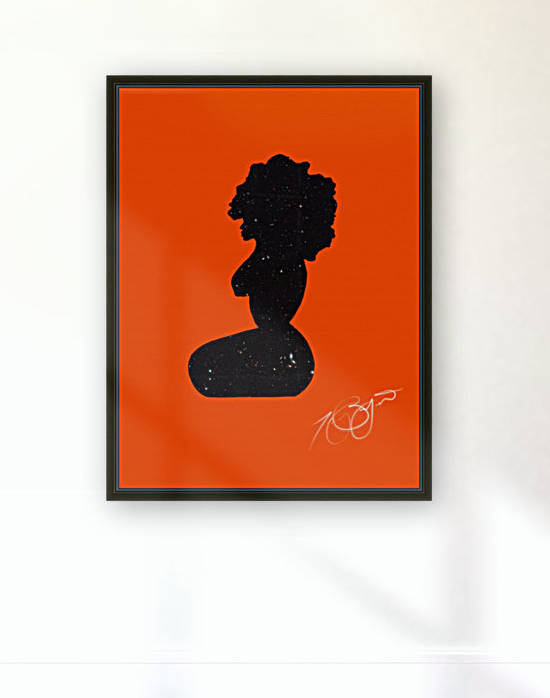 Afrocentric Woman Silhouette- orange  by Afrocentric Painter