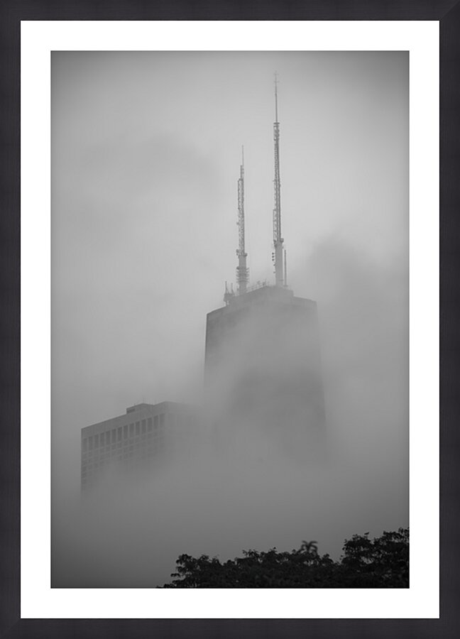 Hancock Tower Among the Clouds Picture Frame print