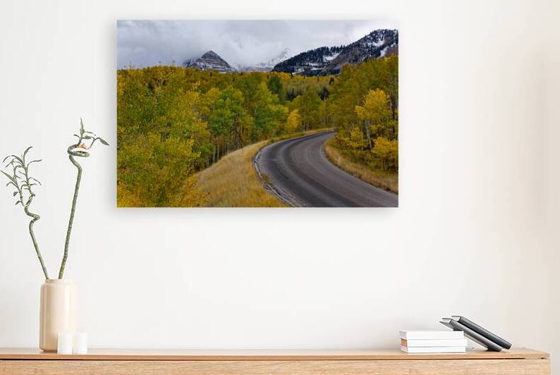 Snowy Peaks Fall Landscape - Cascade Springs Utah Reproduction