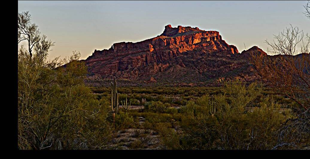 Window to Red Mountain Wide Format - Arizona Desertscape by Taylor Ehat Photography