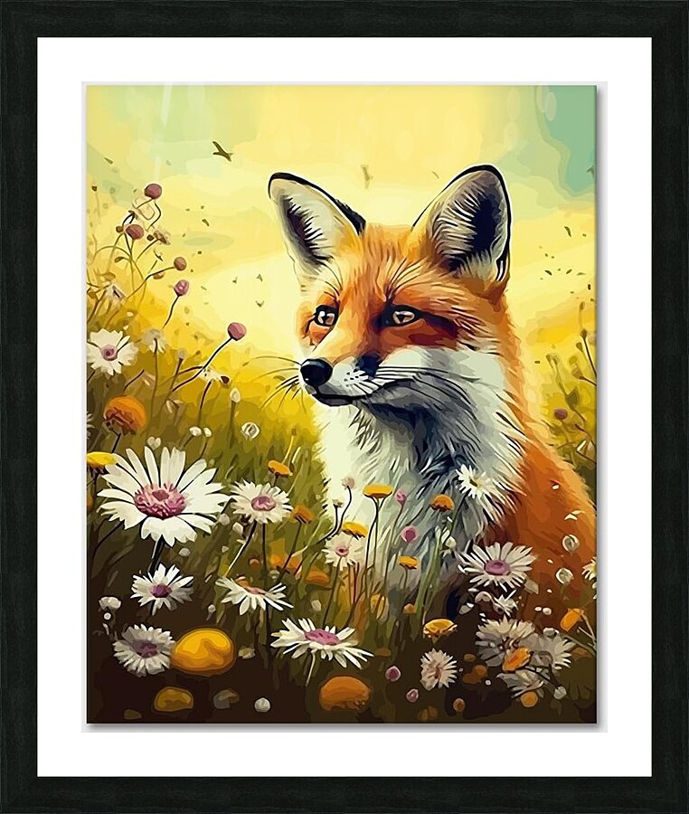 Flower Fox Paint by Numbers Kit for Adults Flowers Picture Frame print