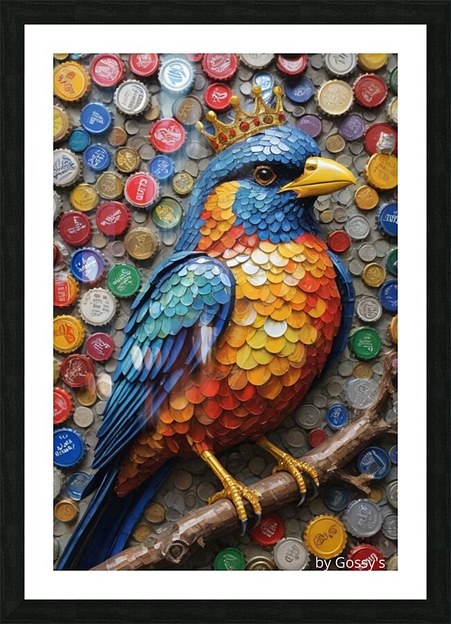 Majestic Bottle Cap Bird Picture Frame print