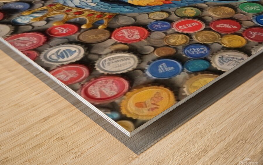 Majestic Bottle Cap Bird Wood print