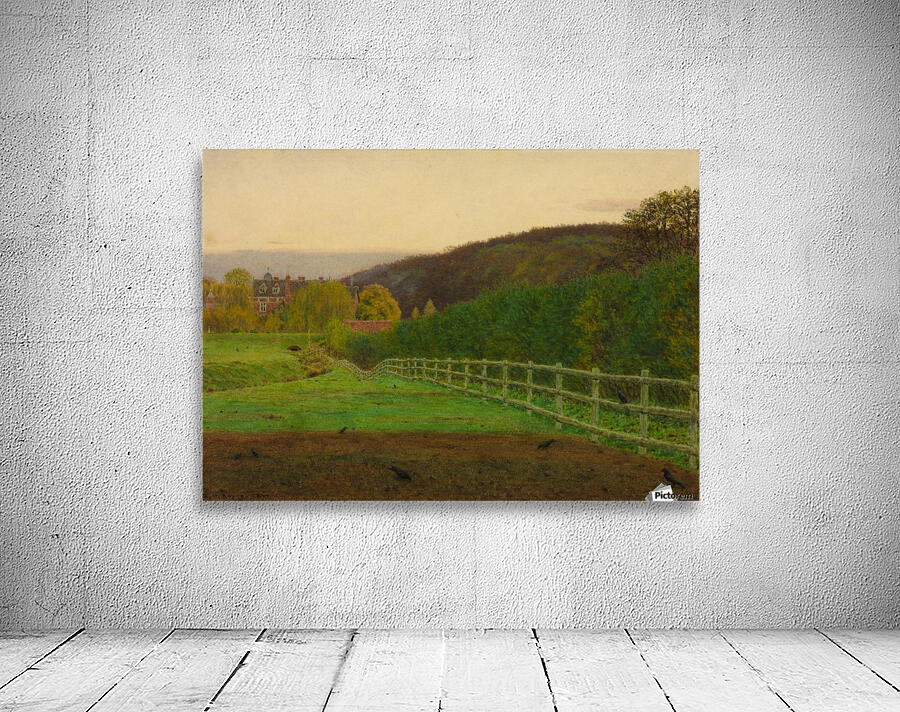 Green spring fields and a house Wall Preview