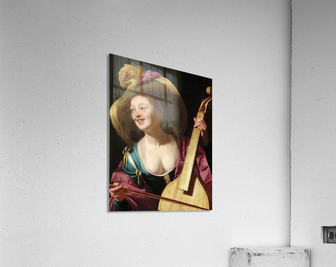 A young woman playing a viola da gamba by Gerard van Honthorst