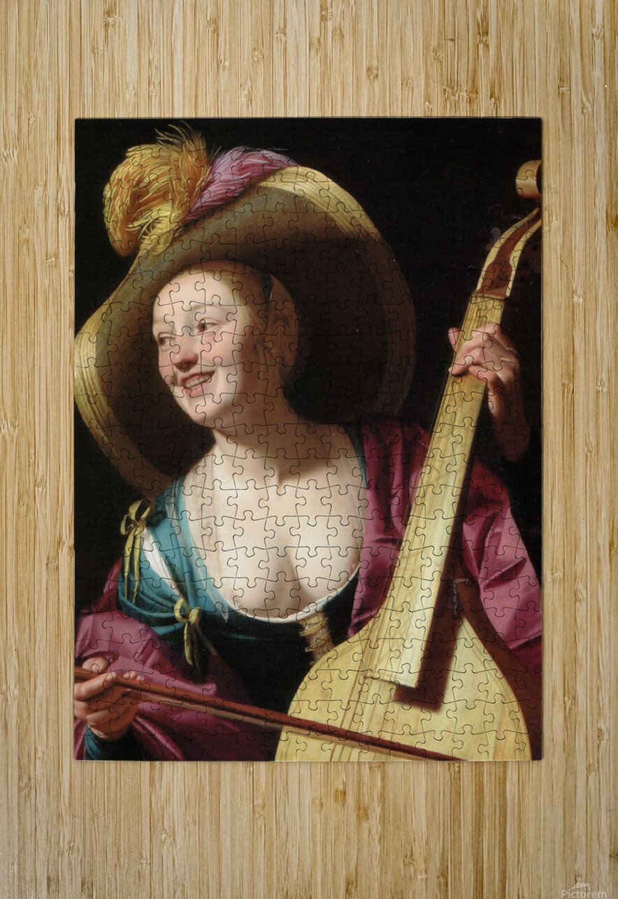 A young woman playing a viola da gamba by Gerard van Honthorst