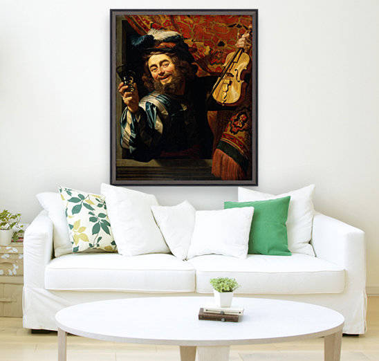 De vrolijke speelman by Gerard van Honthorst