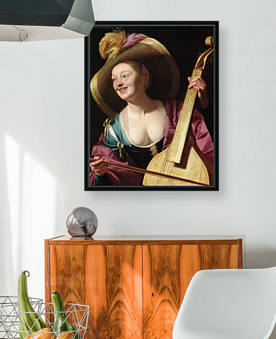 A young woman playing a viola da gamba by Gerard van Honthorst
