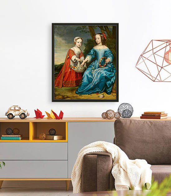 Portrait of prince Willem III of Orange and his aunt Maria of Nassau as children, 1653 by Gerard van Honthorst