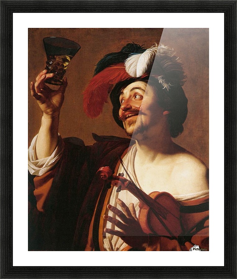 Man praising a cup Picture Frame print