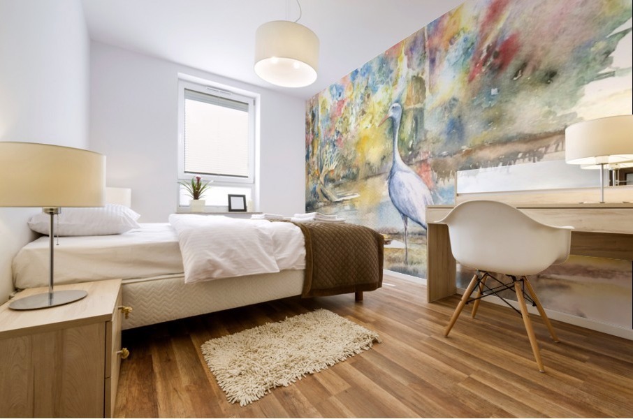 Blue Crane Mural print