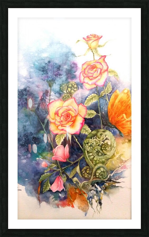 Peachy Roses Picture Frame print