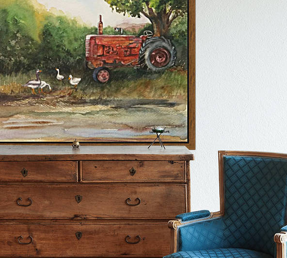 Retired Red Tractor Reproduction