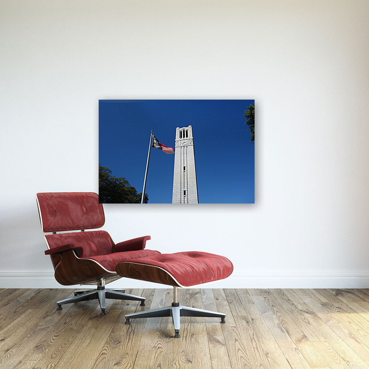Bell tower and state flag Reproduction