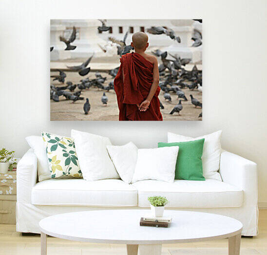 Monk feeding Birds - Myanmar 2369 by Move-Art