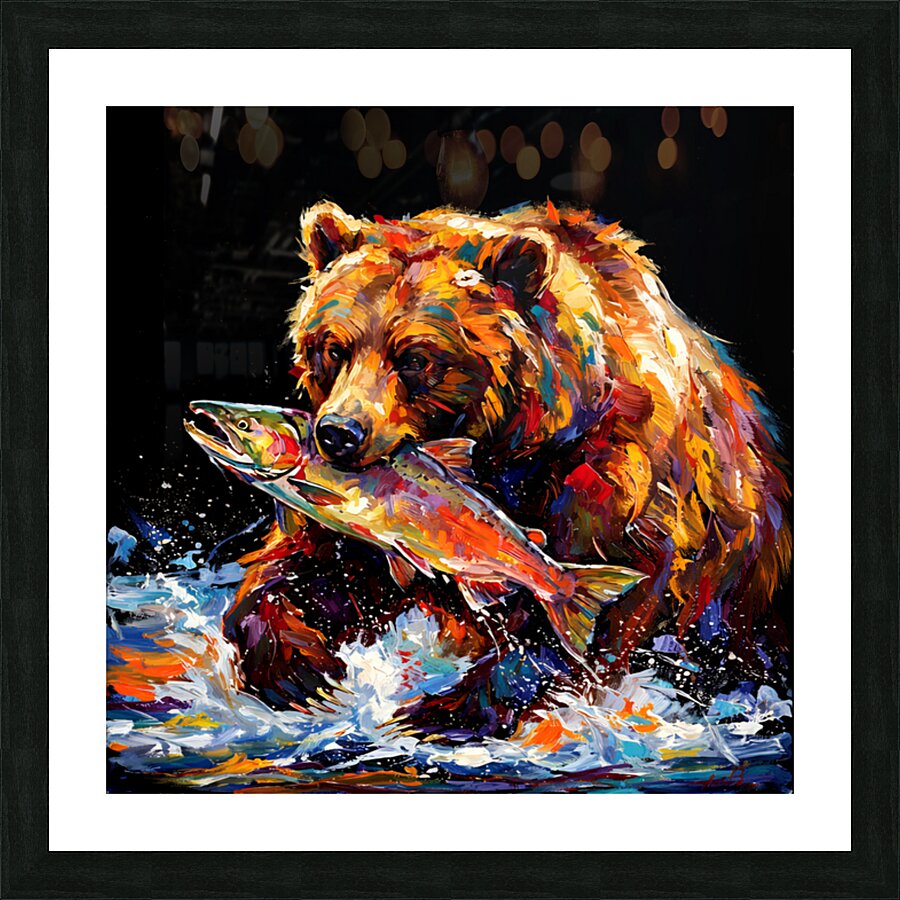 Bear with Fish Picture Frame print