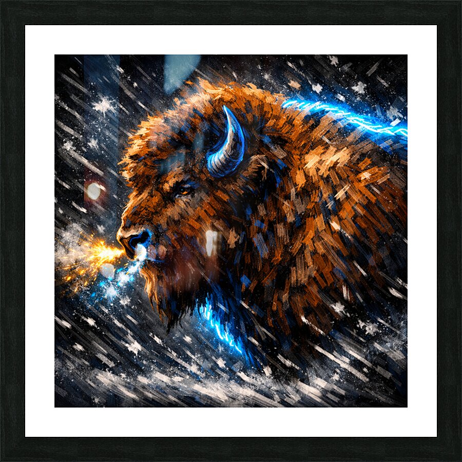 Bison Profile Portrait Picture Frame print