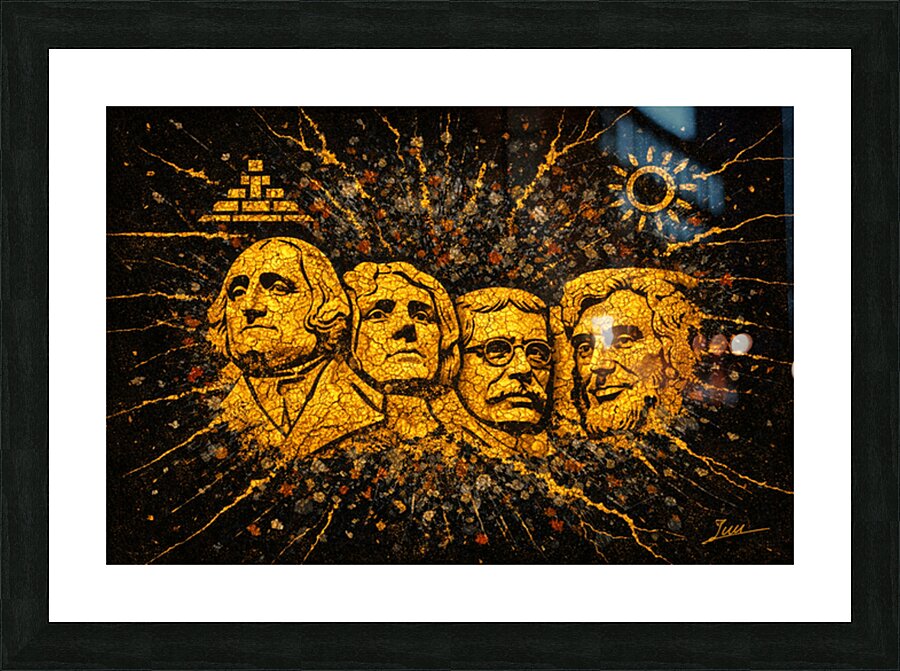 Golden Mount Rushmore Picture Frame print