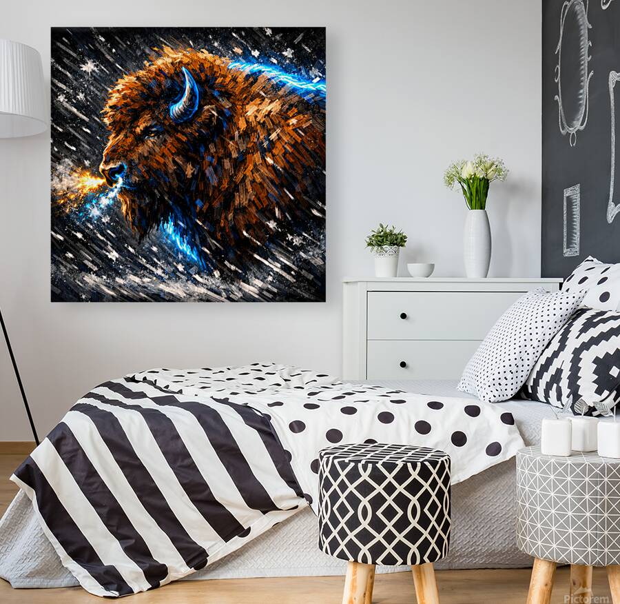 Bison Profile Portrait Reproduction