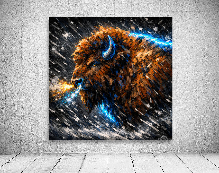 Bison Profile Portrait Wall Preview